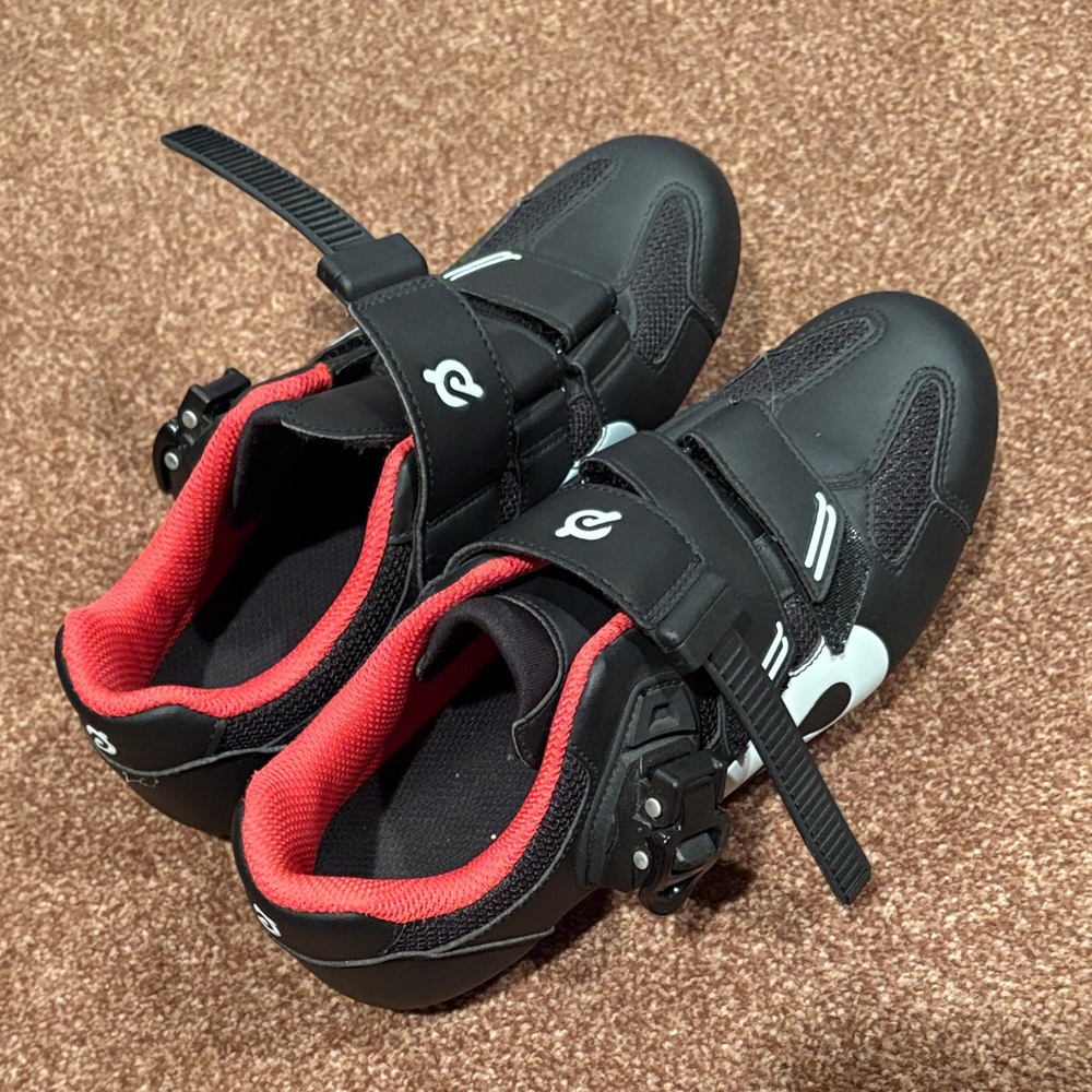 Kids or Womens Black and Red Cycling Shoes